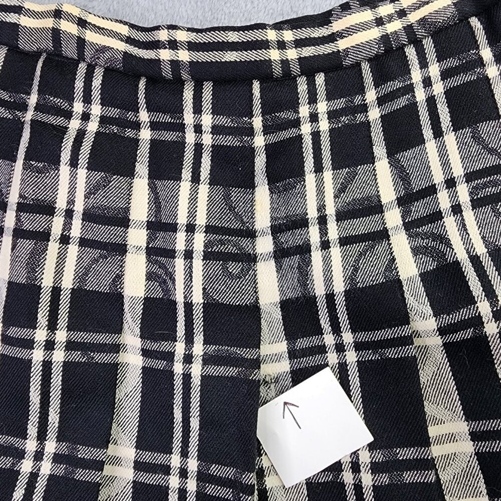 Vintage Pendleton Virgin Wool Midi Skirt Women 18 Black Plaid Pleated USA Office - Picture 11 of 11